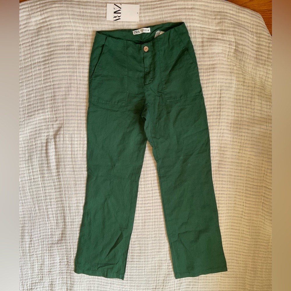Zara Forest Green Straight Leg Pants